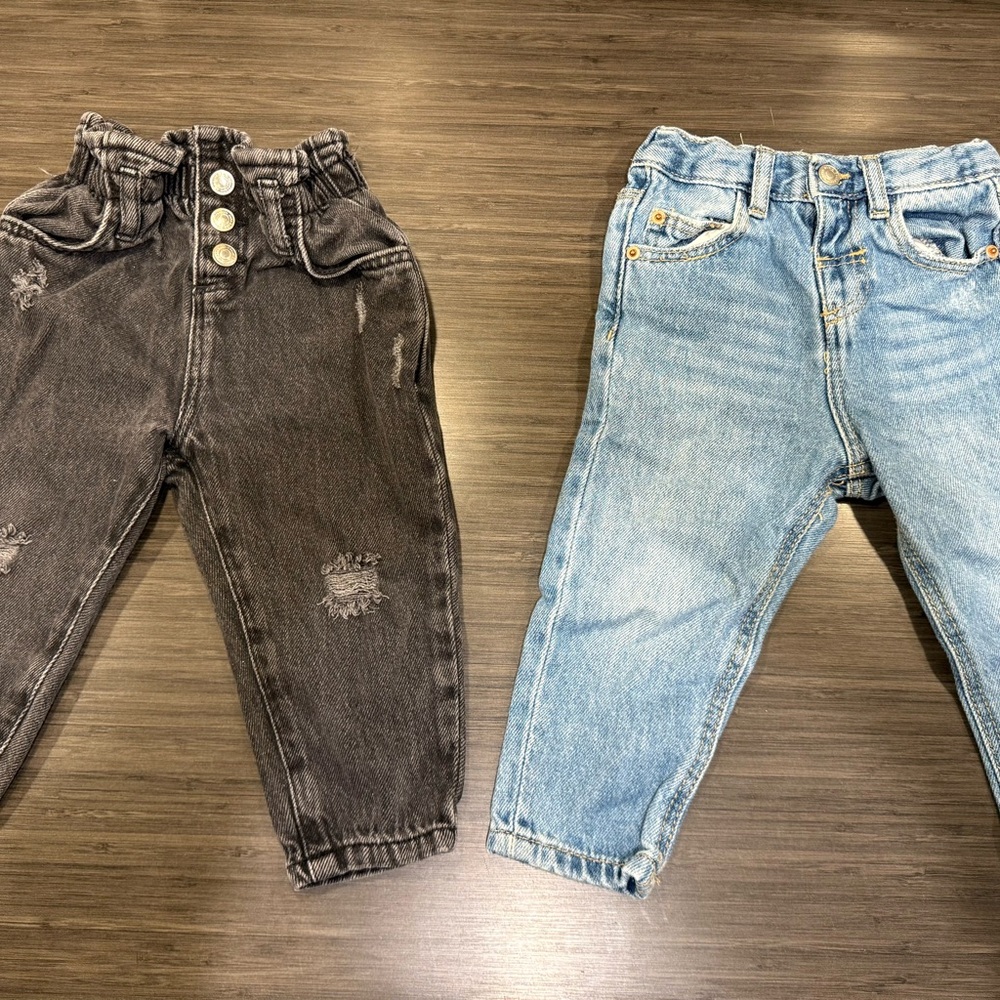 Zara Kids Black and Light Blue Jeans Set